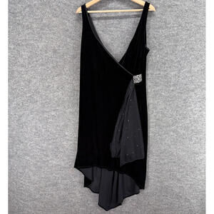 Carabella Dress Women XL Black Shift Midi Velvet V-Neck Sleeveless Classic